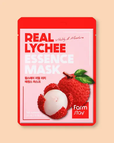 Farmstay Mascarilla facial de tela Real Lychee Essence Mask